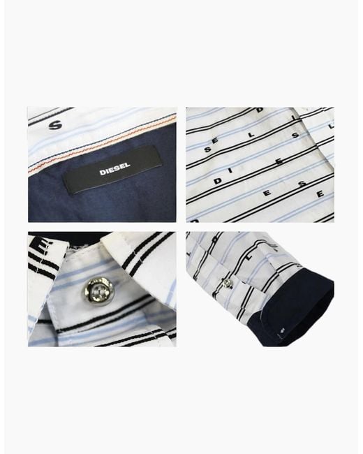 DIESEL Gray S Decline 0Nakx 100 Shirt Long Sleeves Casual Summer Cotton Shirts for men