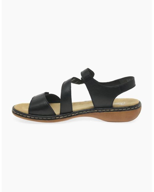 Rieker Black Sphere Riptape Sandals