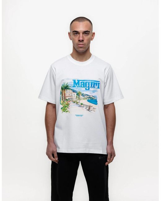 Magrit Blue Rivera Printed T-Shirt for men
