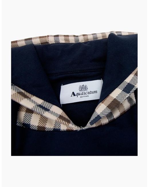 Aquascutum Blue Club Check Hoodie 11 for men