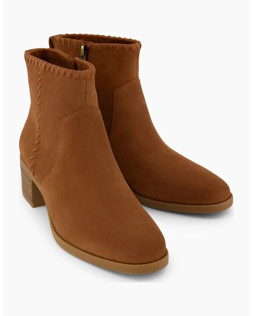 TOMS Brown Delilah Heeled Suede Tan Heeled Ankle Boots