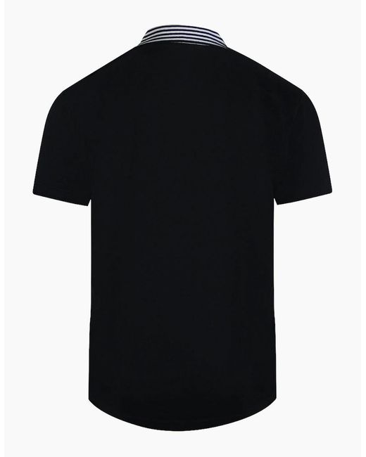 Roberto Cavalli Black Cavalli Class Striped Collar Polo Shirt for men