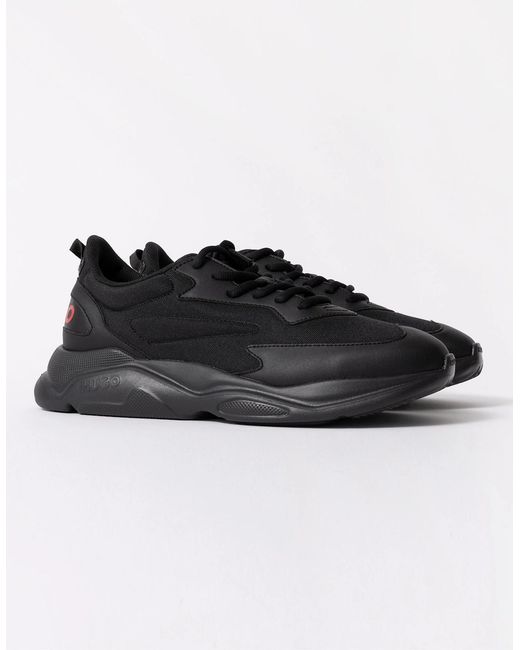 Boss Black Hugo Leon Logo-Counter Trainers With Canvas-Effect Fabric for men