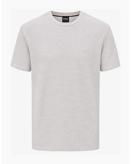 Boss White Rib Taupe T-Shirt for men