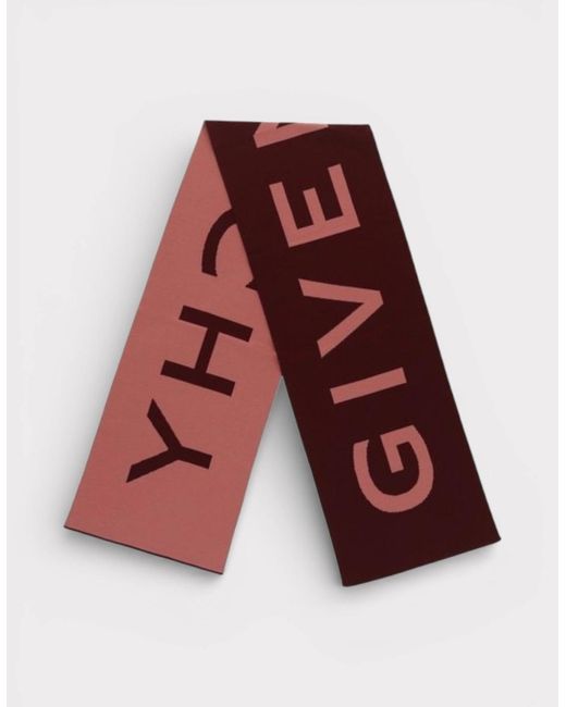 Givenchy Red Jacquard Logo Scarf