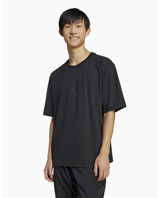 Adidas Black Z.N.E Regular Fit Crew Neck T-Shirt for men