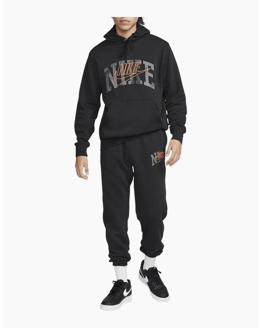 Nike Black Tracksuit Club Fleece Pullover Hoodie Cuffed Jogger Sportswear for men