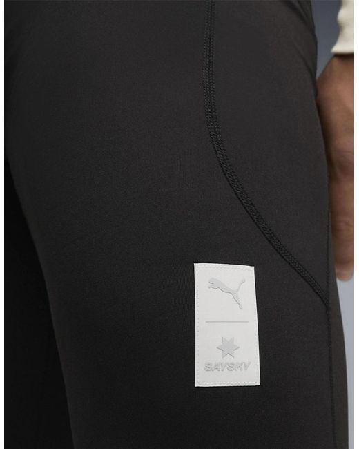 PUMA Black X Saysky Fleece Performance Running Tights for men