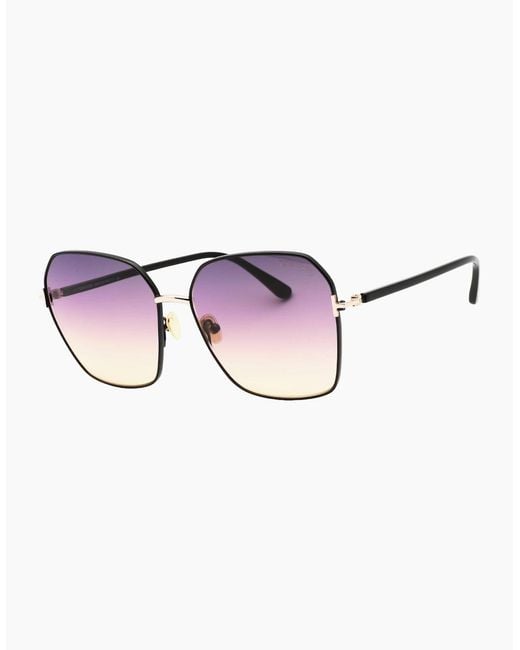 Tom Ford Pink Claudia-02 Gradient Smoke Lens Shiny Sunglasses