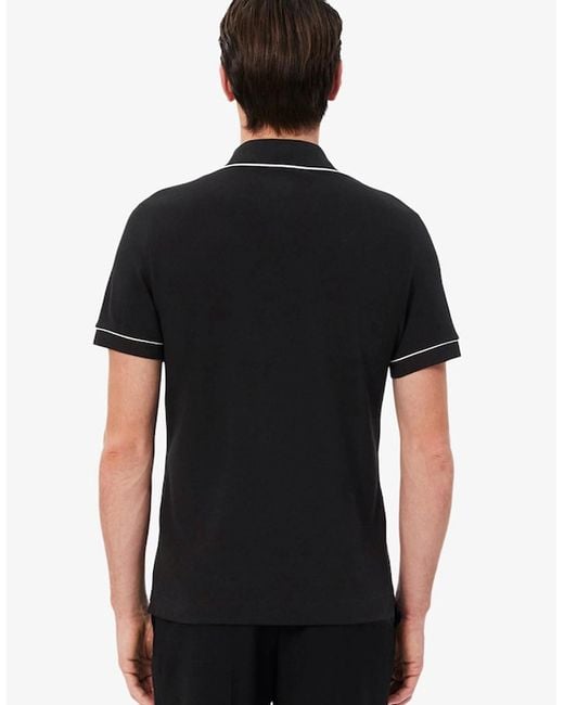 Lacoste Black Regular Fit Paris Stretch Piqué Polo Shirt for men
