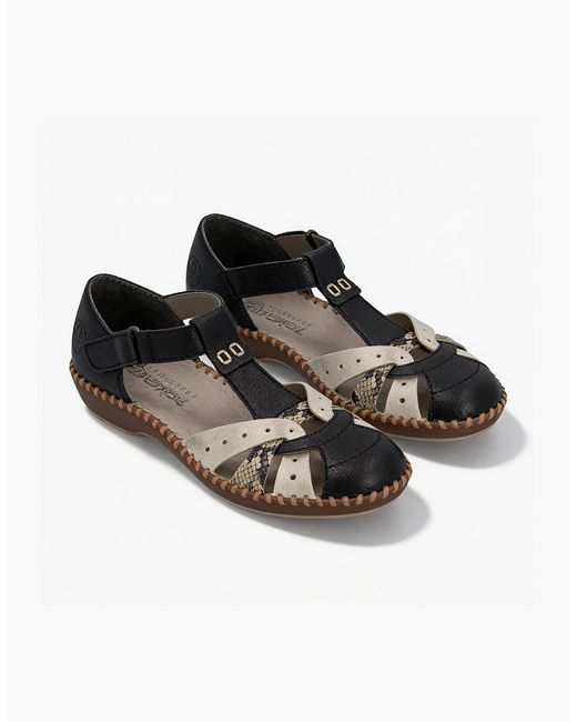 Rieker Black Desideria T-Strap Sandals