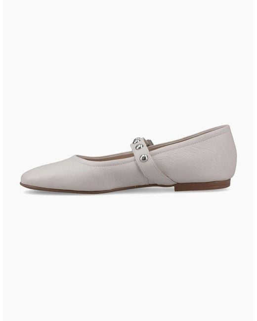 Hush Puppies White Charlene Stud Ballerina Leather Ivory Flats