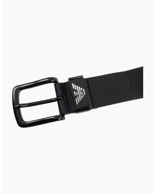 Emporio Armani Black Eagle Tonque Logo Belt for men