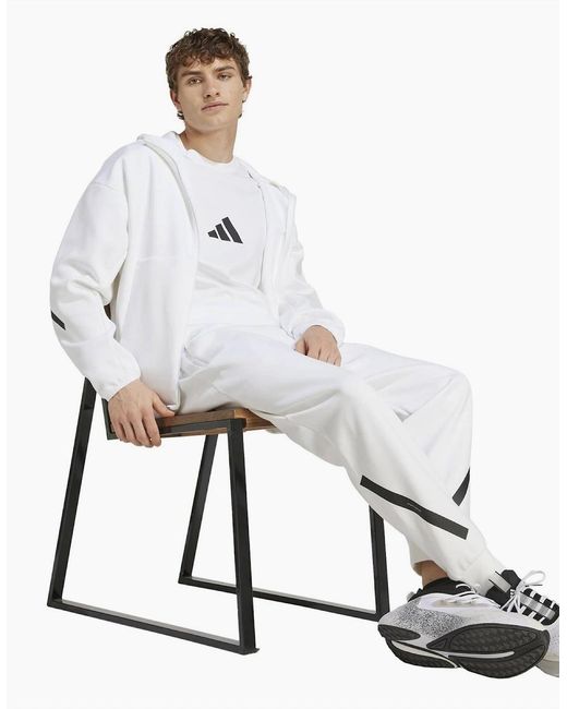 Adidas White Z.N.E. Hooded Neck Long Sleeve Sweatshirt for men