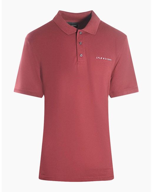 Lyle & Scott Lyle & Scott Plain Embroidered Logo Fletcher Burgundy Polo Shirt for men