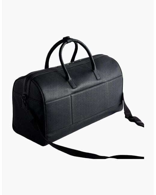 Ted Baker Black Landers Recycled Leather Holdall Bag for men