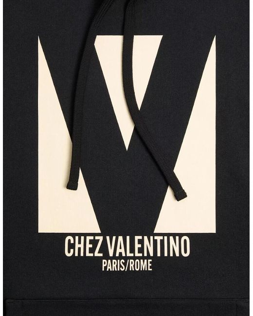 Valentino Black Chez Print Hoodie for men