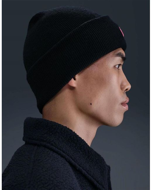 Nike Black Nsw Peak Wordmark Logo Adjustable Cuff Beanie for men