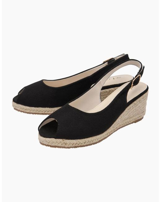 Lotus Black Gabriella Wedge Sandals