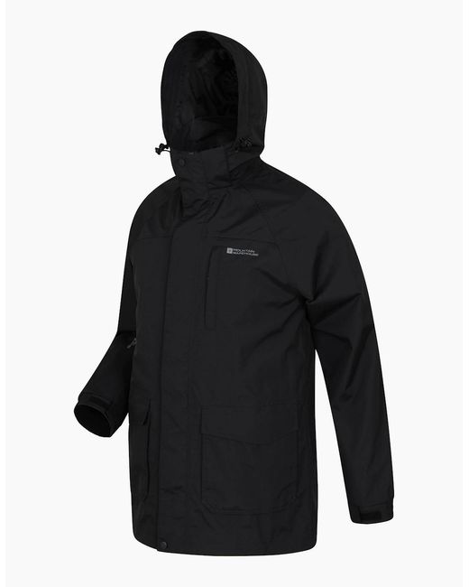 Mountain Warehouse Black Glacier Ii Long Waterproof Jacket for men