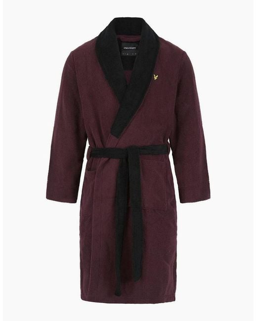 Lyle & Scott Red Shawl Neck Long Sleeve Robe for men