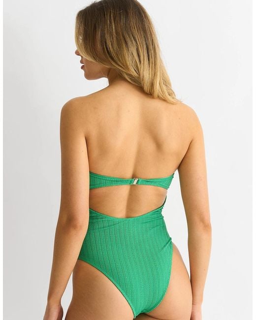 Gini London Green Twist Front Textured Swimsuit