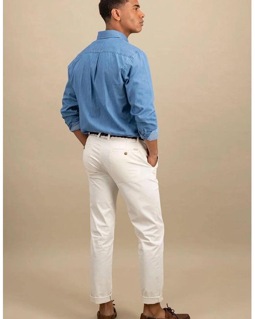 Fynch-Hatton Blue Button Down Denim Shirt Crystal for men