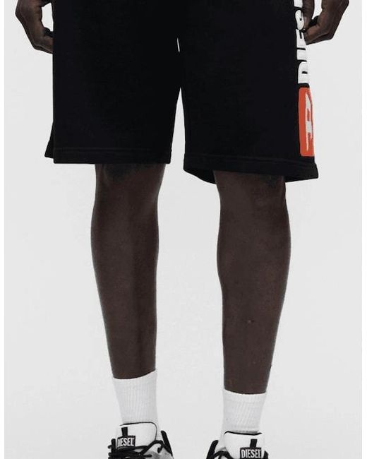 DIESEL Black Crow Large Logo Cotton Shorts for men