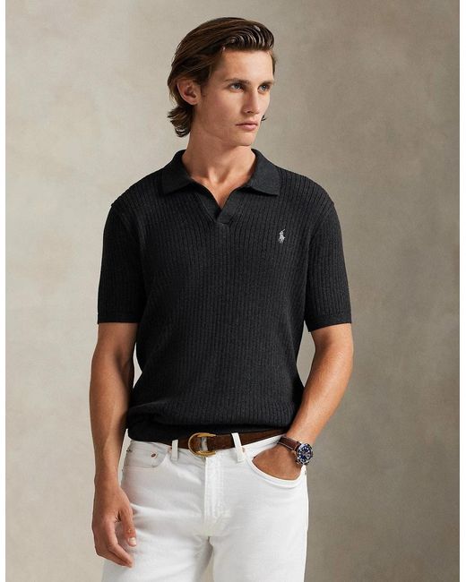 Polo Ralph Lauren Black Ss Polo Sweater 002 Dark Granite Heather for men