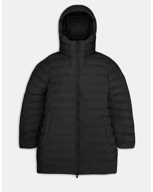 Rains Blue Lohja Long Puffer Curve Jacket