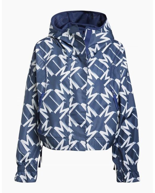 Adidas Blue Mufc Cropped Relaxed Fit Athletic Top