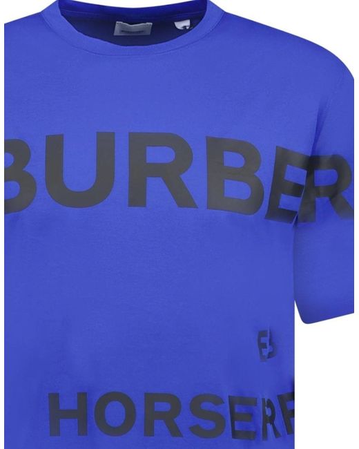 Burberry Blue Horseferry Cotton T-Shirt for men