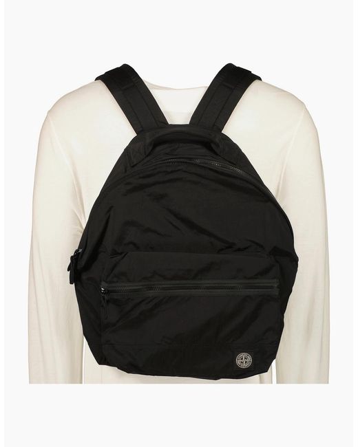Stone Island Black Nylon Metal Backpack for men