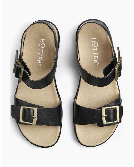 Hotter Black Corfu Sandals