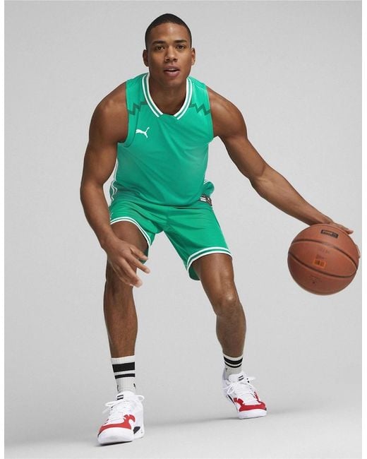 PUMA Green Hoops Team Game Performance Basketball Jersey for men