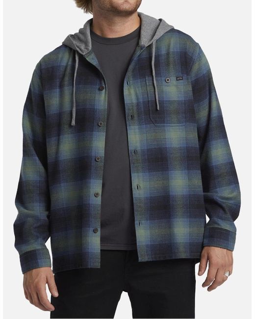 Billabong Blue Baja Hooded Flannel Shirt for men