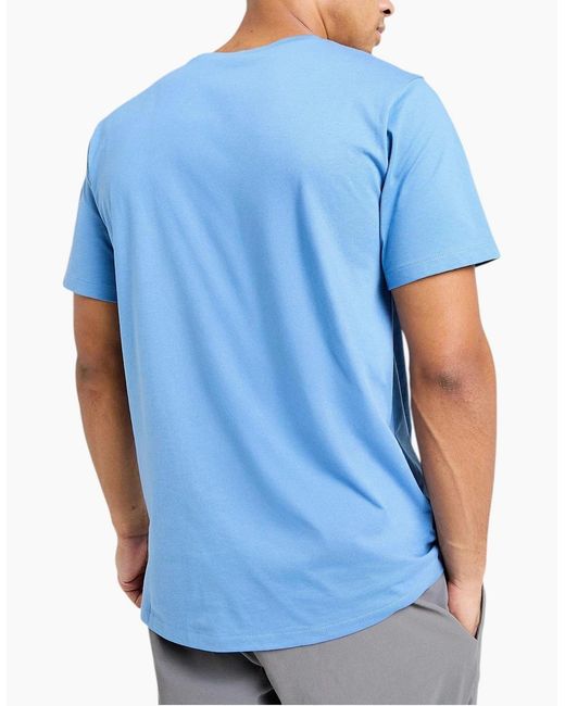 The North Face Blue T Shirt Centre Logo Crew Neck Short Sleeve Cotton Summer Tee for men