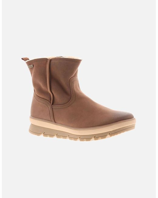 Jana Brown Ankle Boots Juno Zip Tan Uk Size