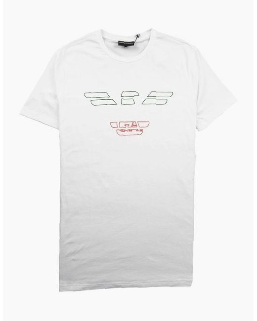 Emporio Armani White Italy Eagle T-Shirt for men