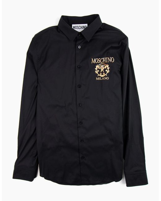 Moschino Blue Couture Question Mark Poplin Shirt for men
