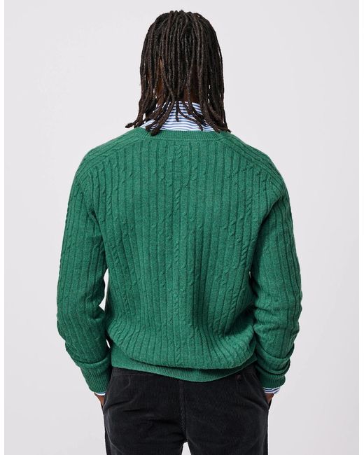 aubi Green Leonard Cable Cardigan for men