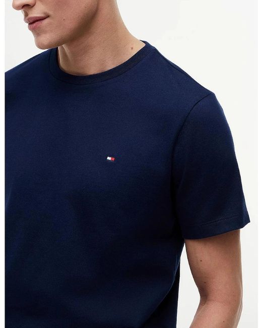 Tommy Hilfiger Blue Flag Embroidery Crew Neck T-Shirt Dcc Carbon for men