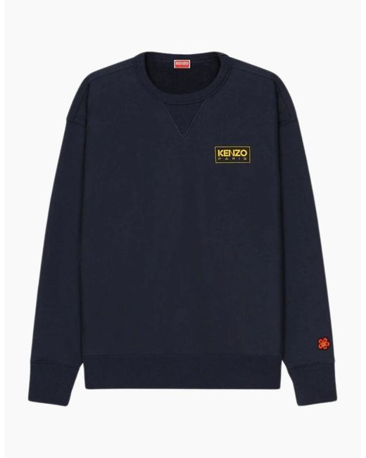 KENZO Blue Paris Outlined Logo Midnight Sweatshirt for men