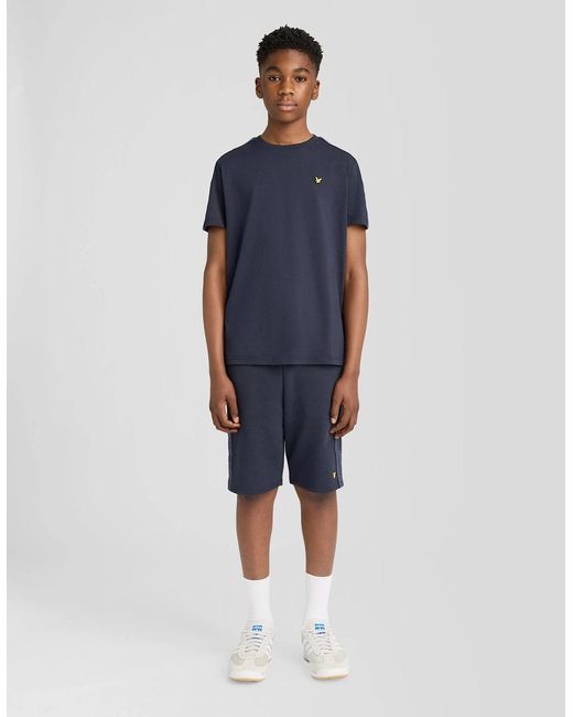 Lyle & Scott Blue Cotton Blend Jacqaurd Tape T-Shirt for men