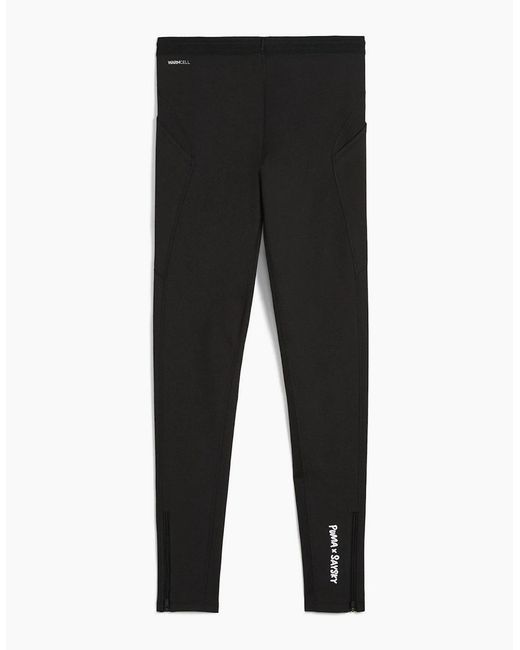 PUMA Black X Saysky Fleece Performance Running Tights for men