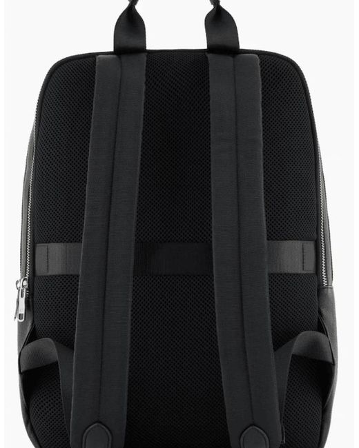 ARMANI EXCHANGE Black Minimal Eco-Leather Backpack for men