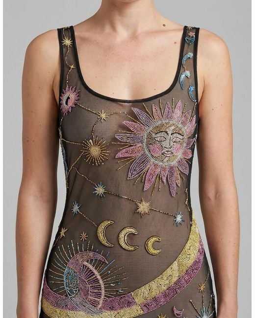 Oceanus Brown Starlit Cosmos Sheer Maxi Dress