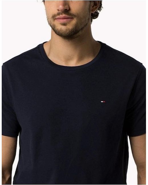 Tommy Hilfiger Black Icon Logo Crew Neck T-Shirt for men