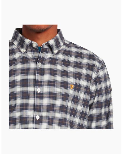 Farah Blue Fraser Check Long Sleeve Shirt for men