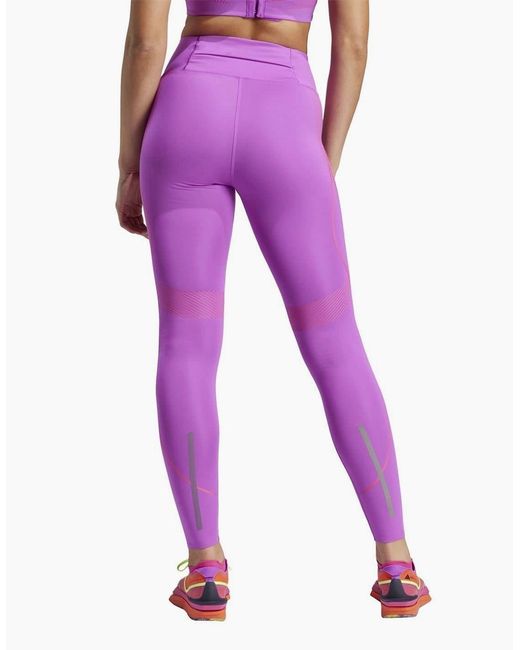 Adidas Purple Solid Patterned Skinny Fit Leggings